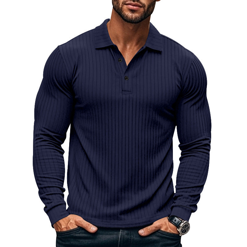 Men's Classic Casual American Lapel Button Long Sleeve